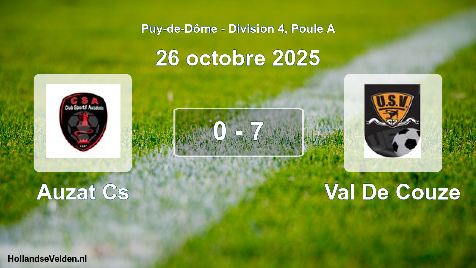Gespeelde wedstrijd: Auzat Cs - Val De Couze 0 - 7 (26 oktober 2025)