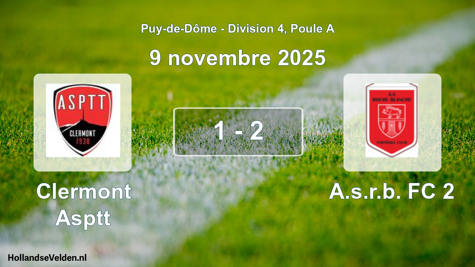 Gespeelde wedstrijd: Clermont Asptt - A.s.r.b. FC 2 1 - 2 (9 november 2025)