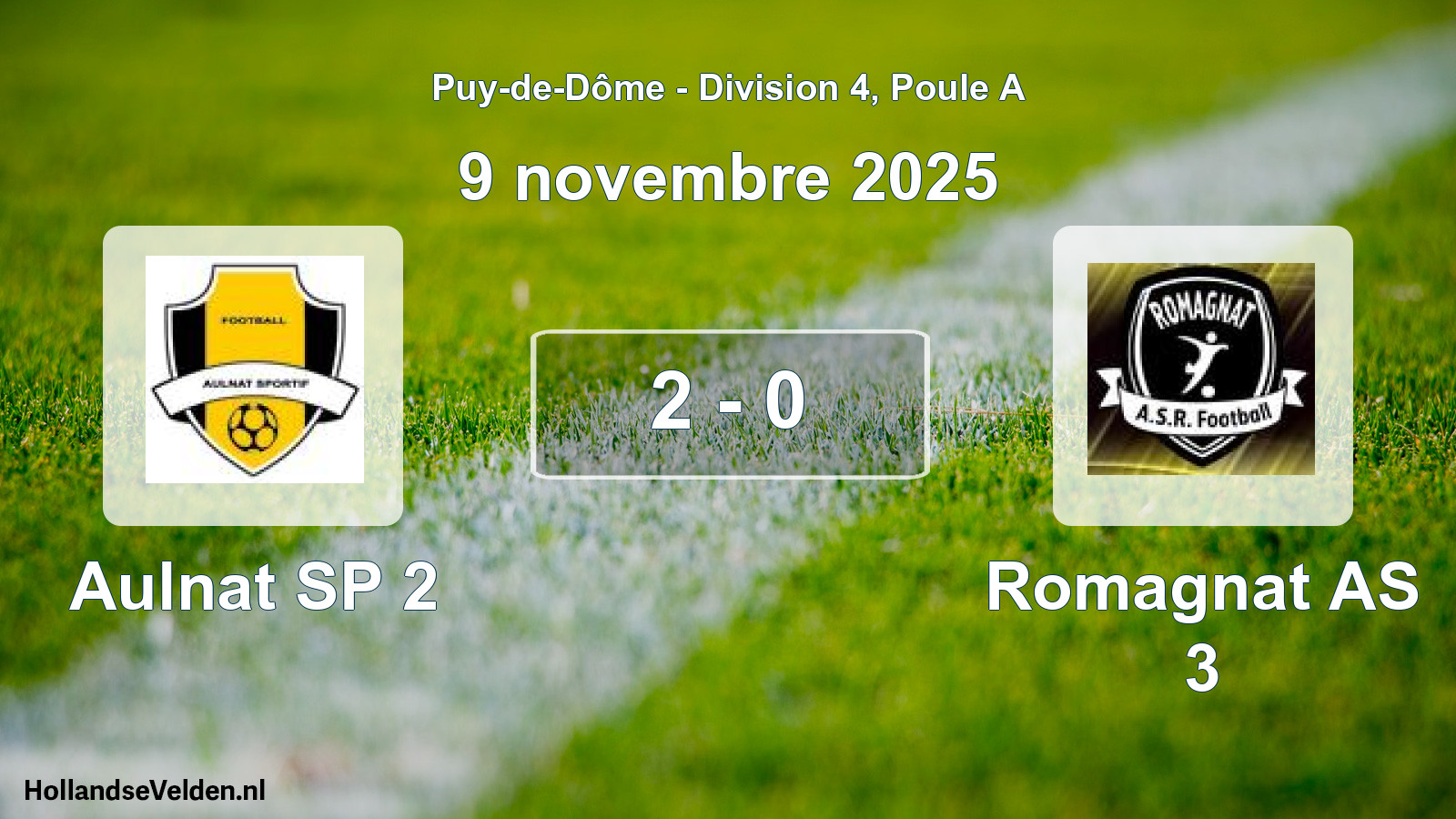 Match joué: Aulnat SP 2 - Romagnat AS 3 2 - 0 (9 novembre 2025)