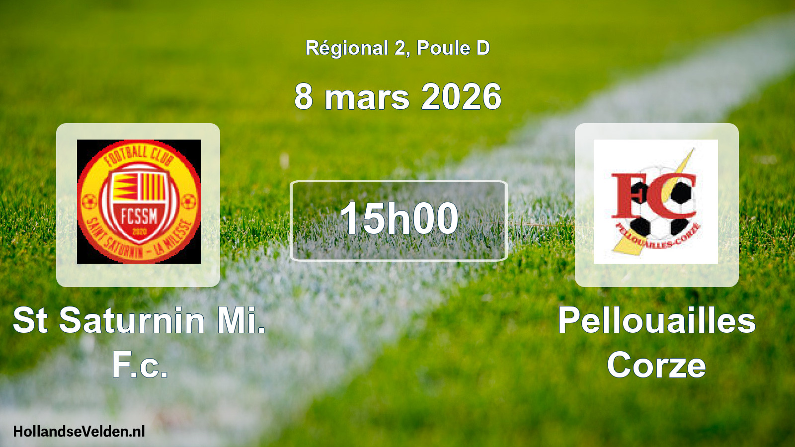 Geplande wedstrijd: St Saturnin Mi. F.c. - Pellouailles Corze (8 mars 2026)