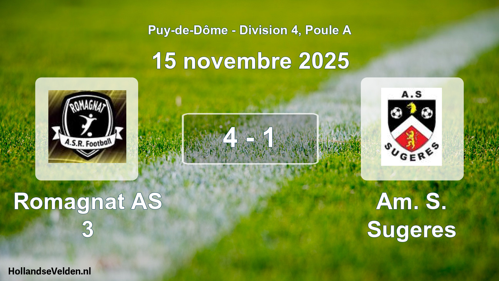 Match joué: Romagnat AS 3 - Am. S. Sugeres 4 - 1 (15 novembre 2025)