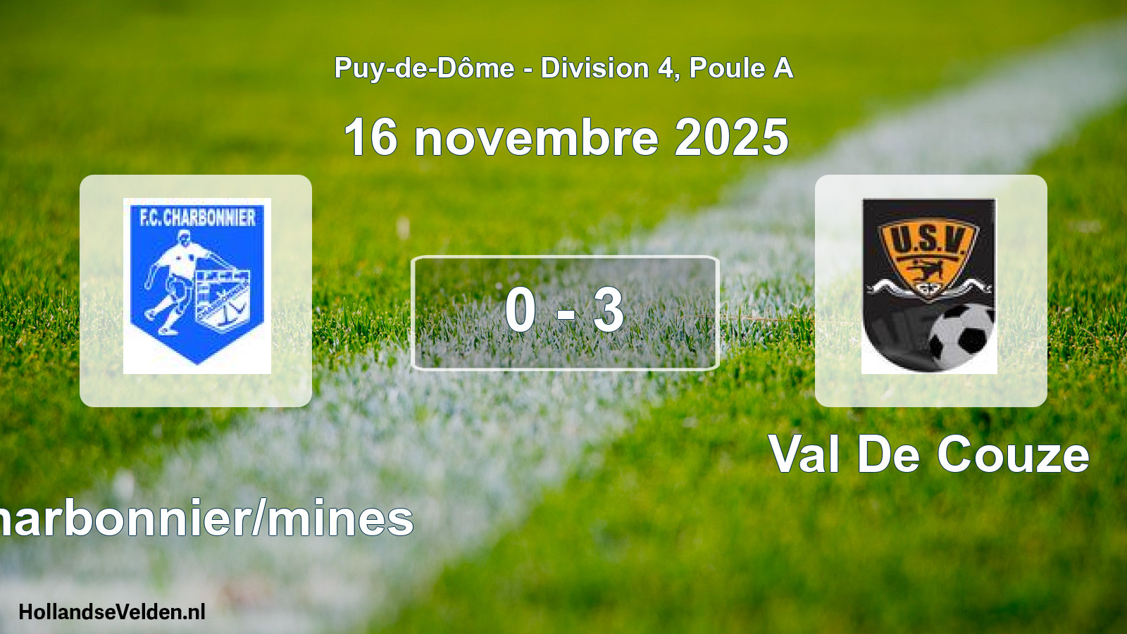 Gespeelde wedstrijd: Charbonnier/mines - Val De Couze 0 - 3 (16 november 2025)