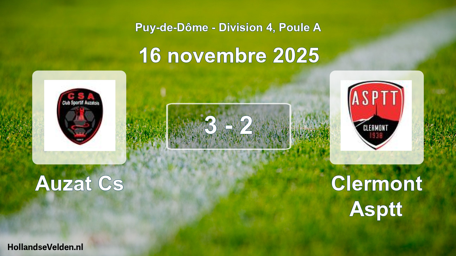 Gespeelde wedstrijd: Auzat Cs - Clermont Asptt 3 - 2 (16 november 2025)