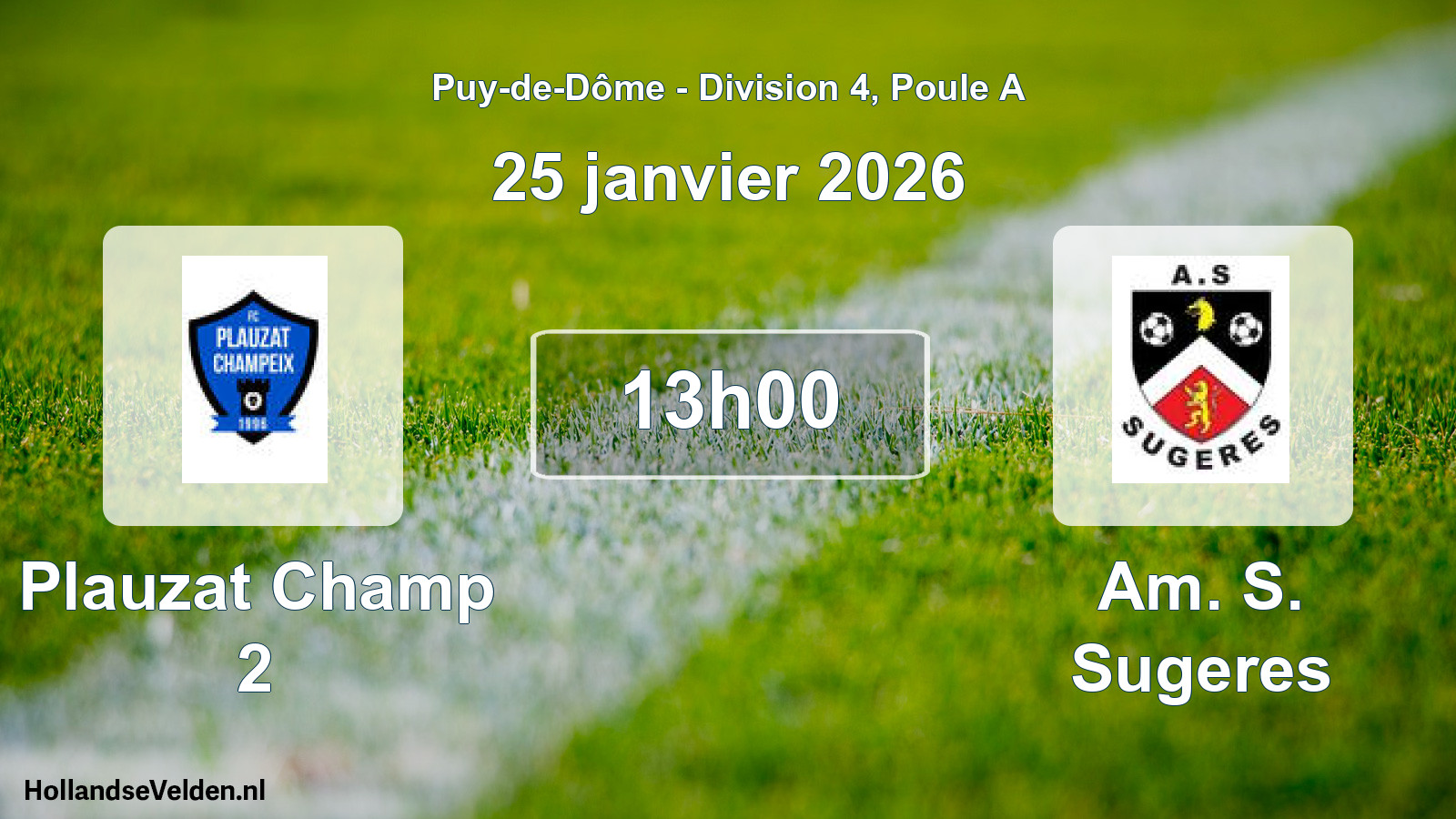 Match programmé: Plauzat Champ 2 - Am. S. Sugeres (25 janvier 2026)