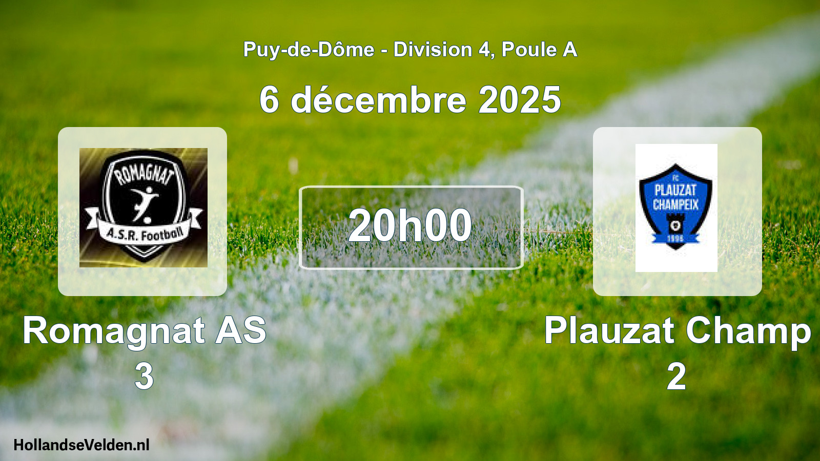 Match programmé: Romagnat AS 3 - Plauzat Champ 2 (6 décembre 2025)