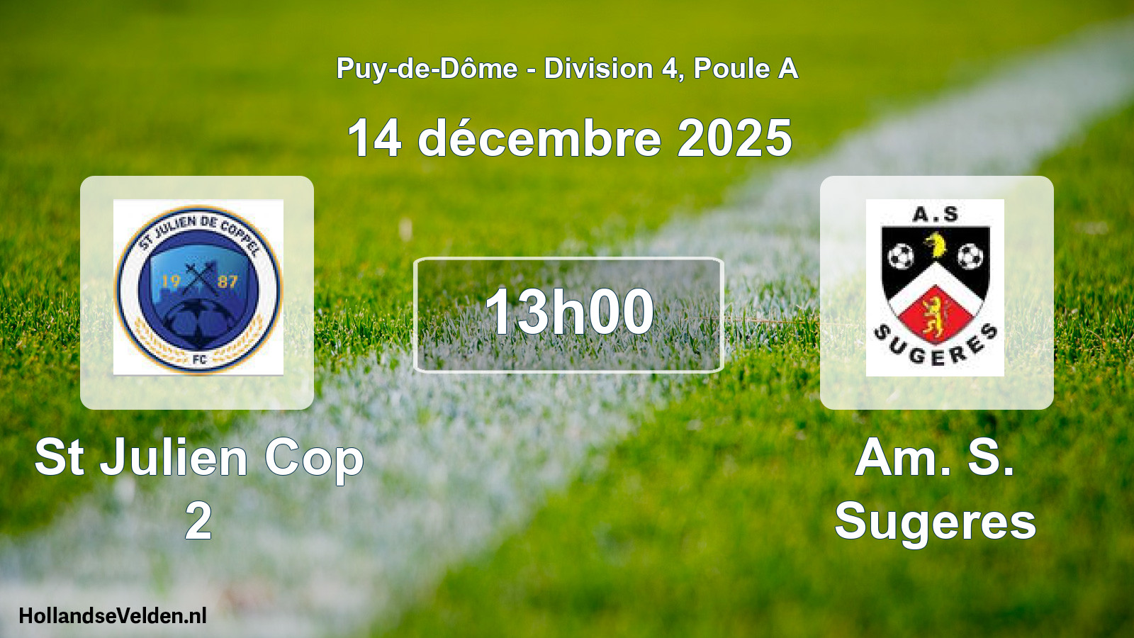 Match programmé: St Julien Cop 2 - Am. S. Sugeres (14 décembre 2025)