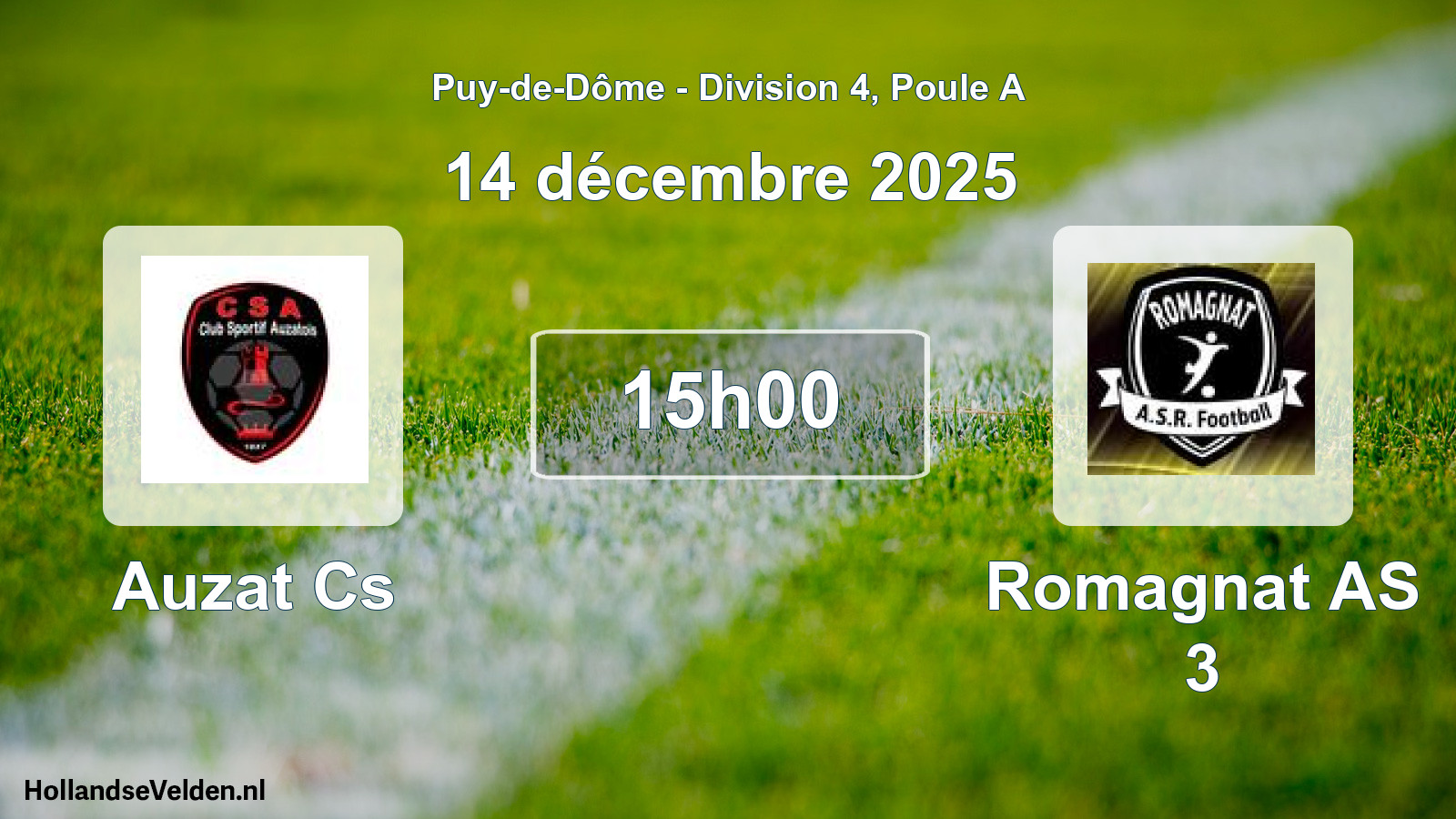 Match programmé: Auzat Cs - Romagnat AS 3 (14 décembre 2025)