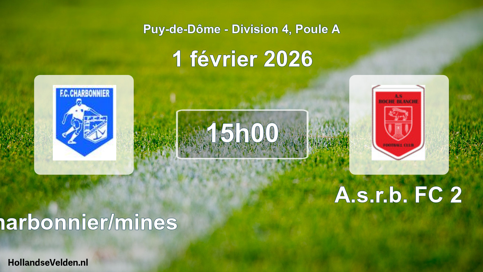 Match programmé: Charbonnier/mines - A.s.r.b. FC 2 (1 février 2026)