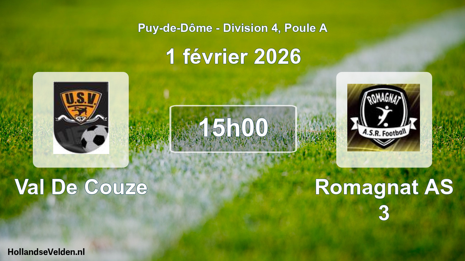 Geplande wedstrijd: Val De Couze - Romagnat AS 3 (1 februari 2026)