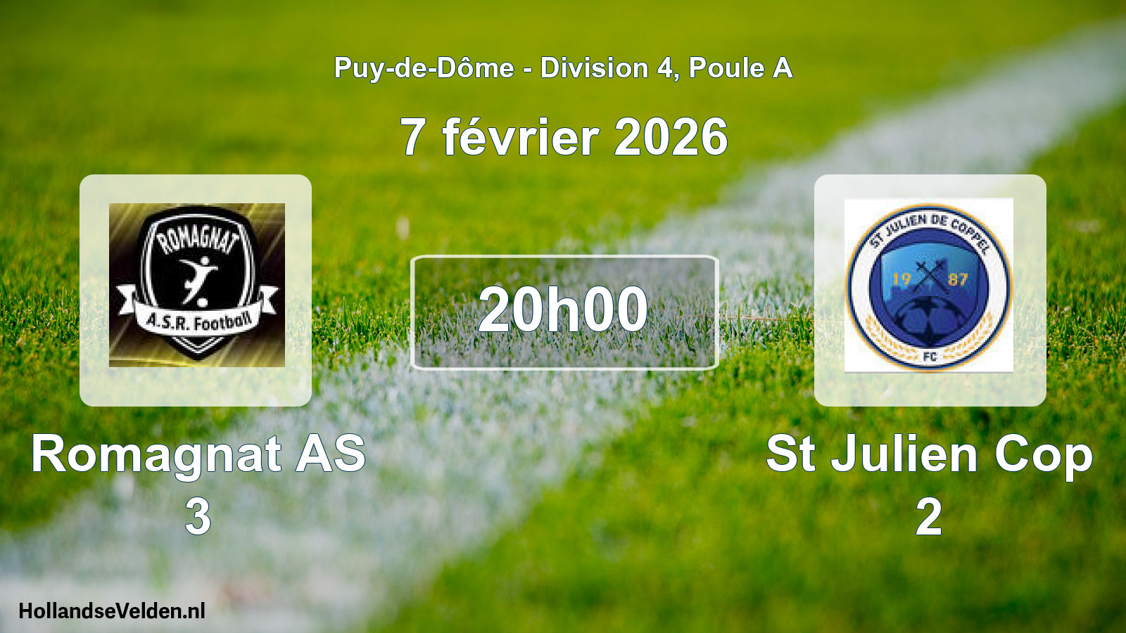 Match programmé: Romagnat AS 3 - St Julien Cop 2 (7 février 2026)