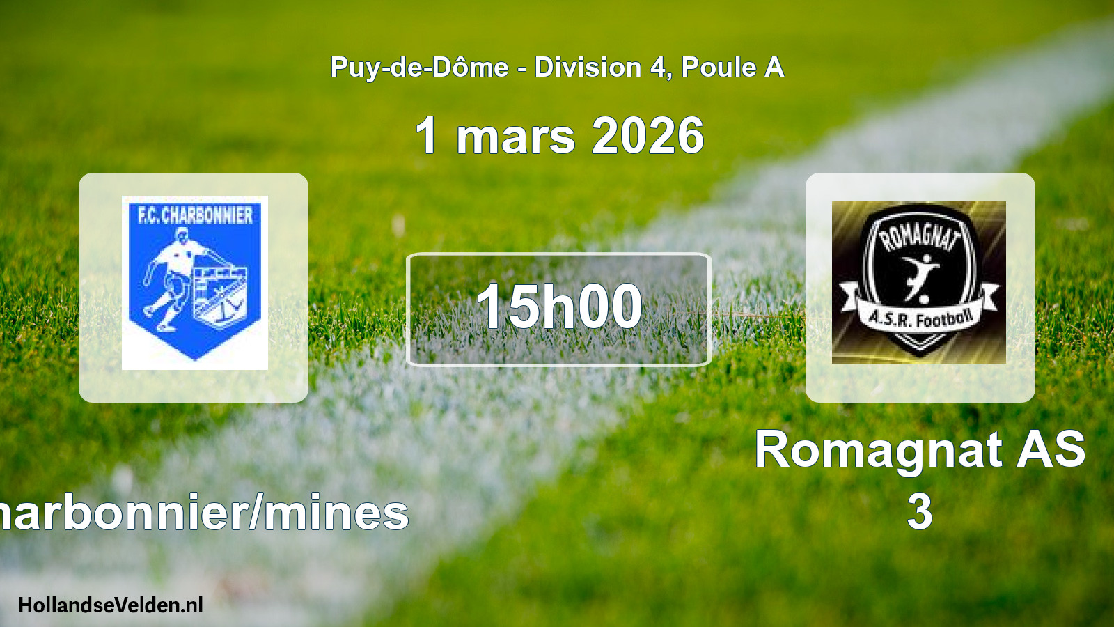 Match programmé: Charbonnier/mines - Romagnat AS 3 (1 mars 2026)
