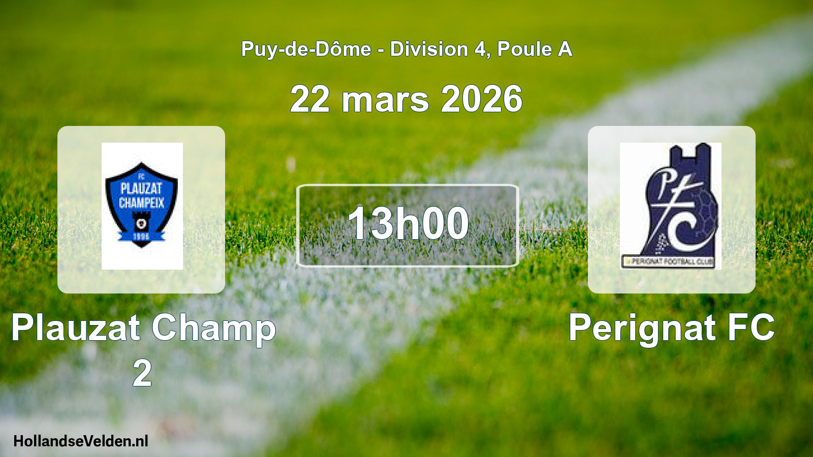 Match programmé: Plauzat Champ 2 - Perignat FC (22 mars 2026)