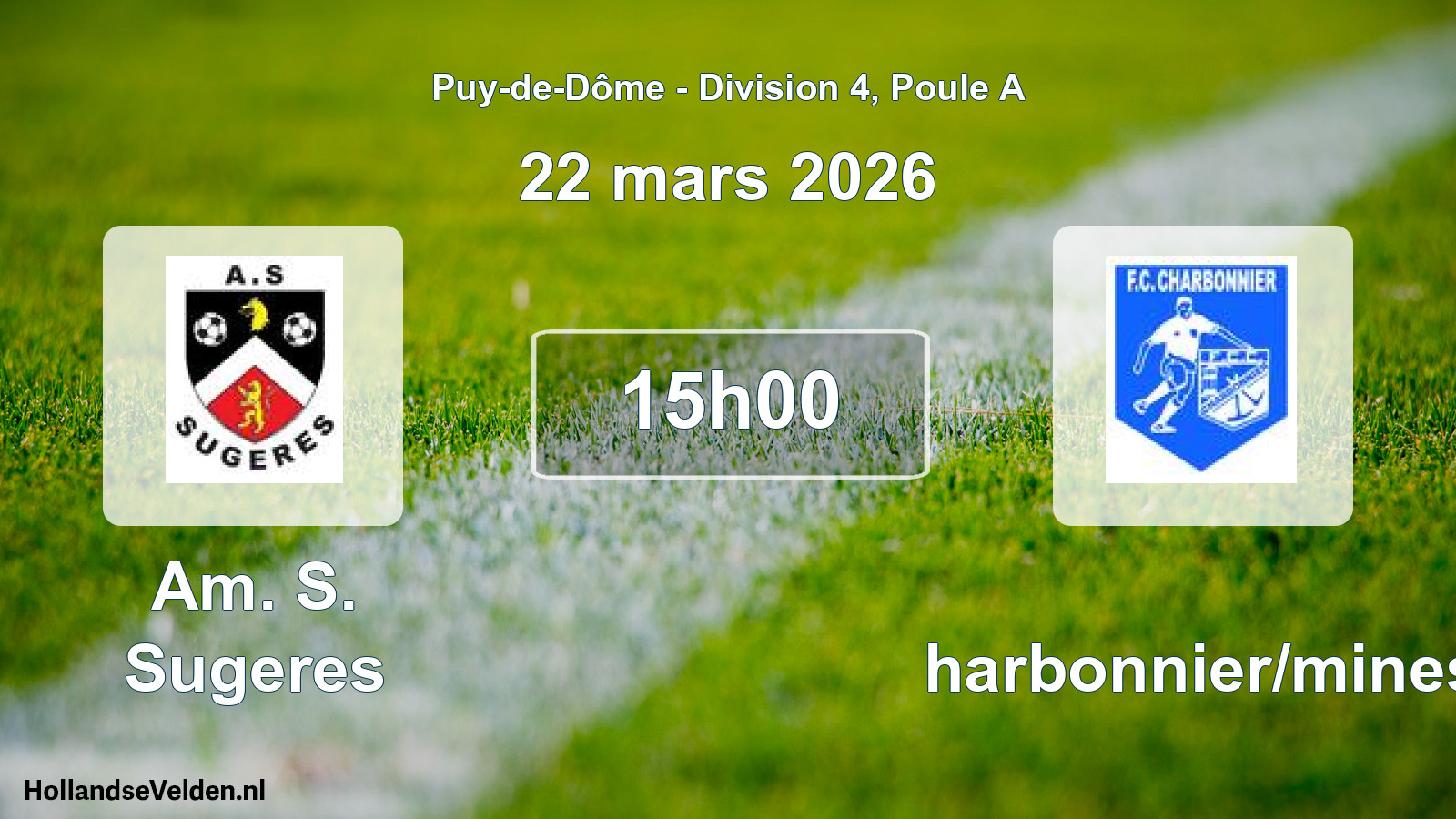 Geplande wedstrijd: Am. S. Sugeres - Charbonnier/mines (22 maart 2026)