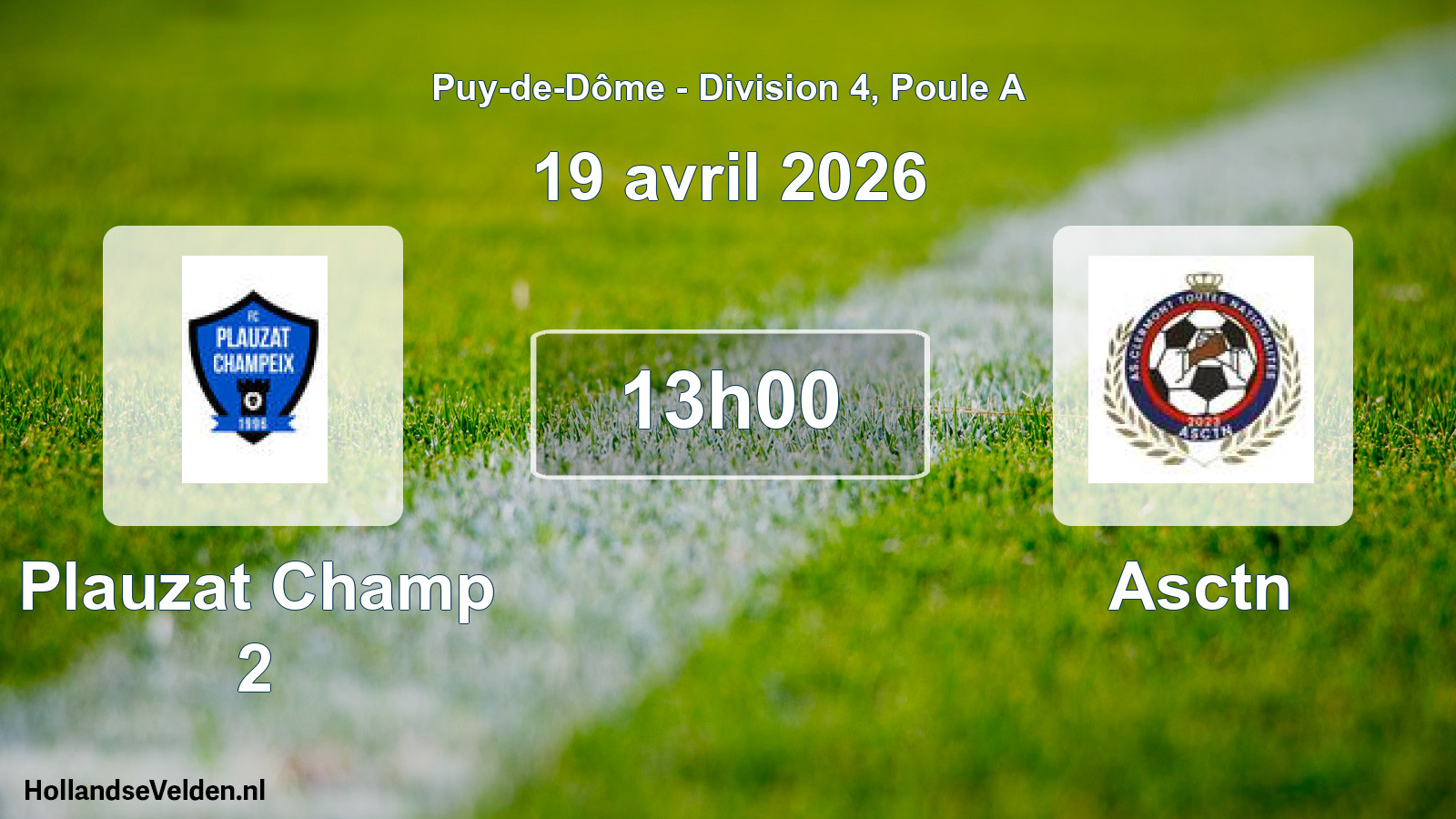 Match programmé: Plauzat Champ 2 - Asctn (19 avril 2026)