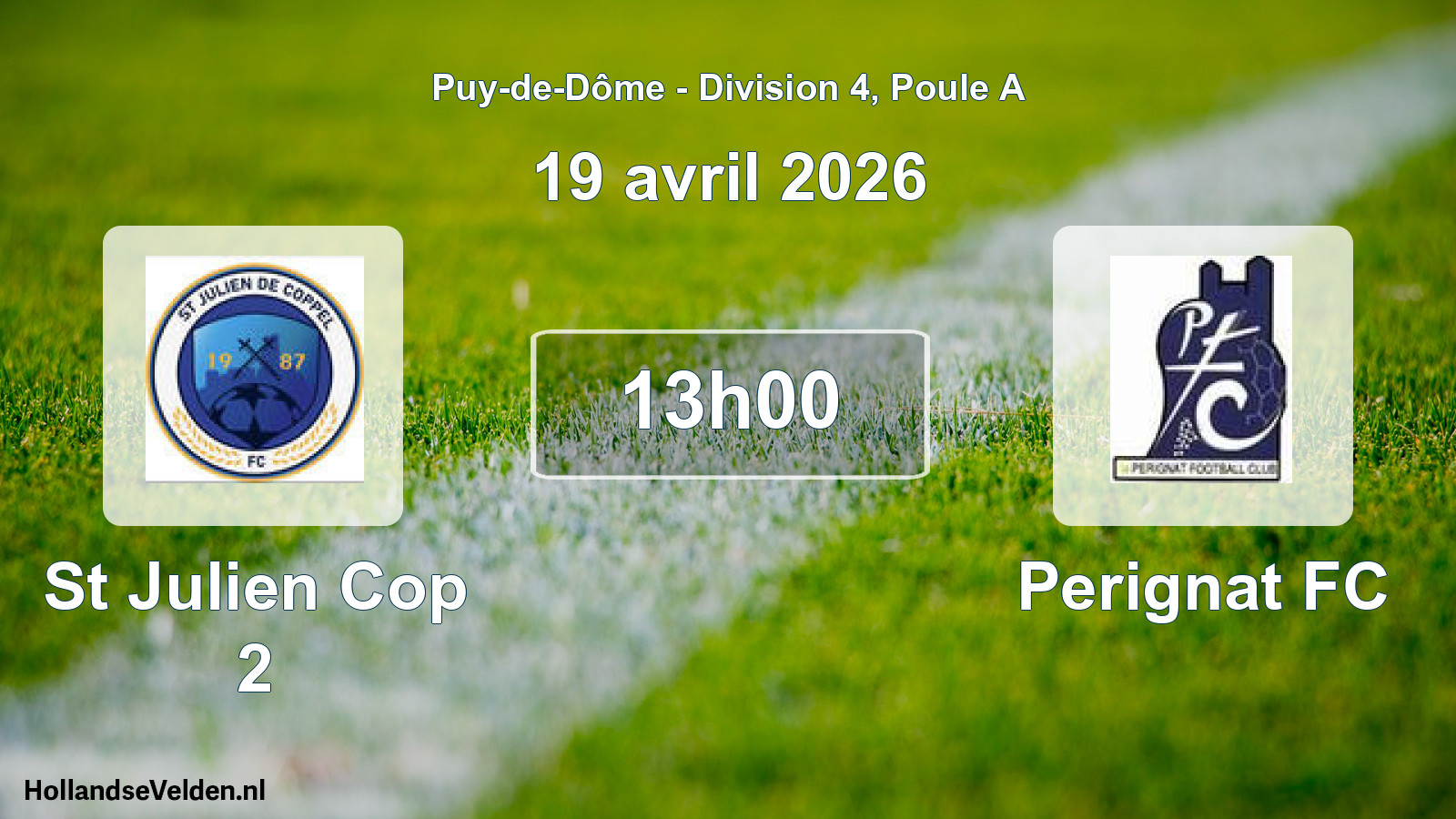 Match programmé: St Julien Cop 2 - Perignat FC (19 avril 2026)