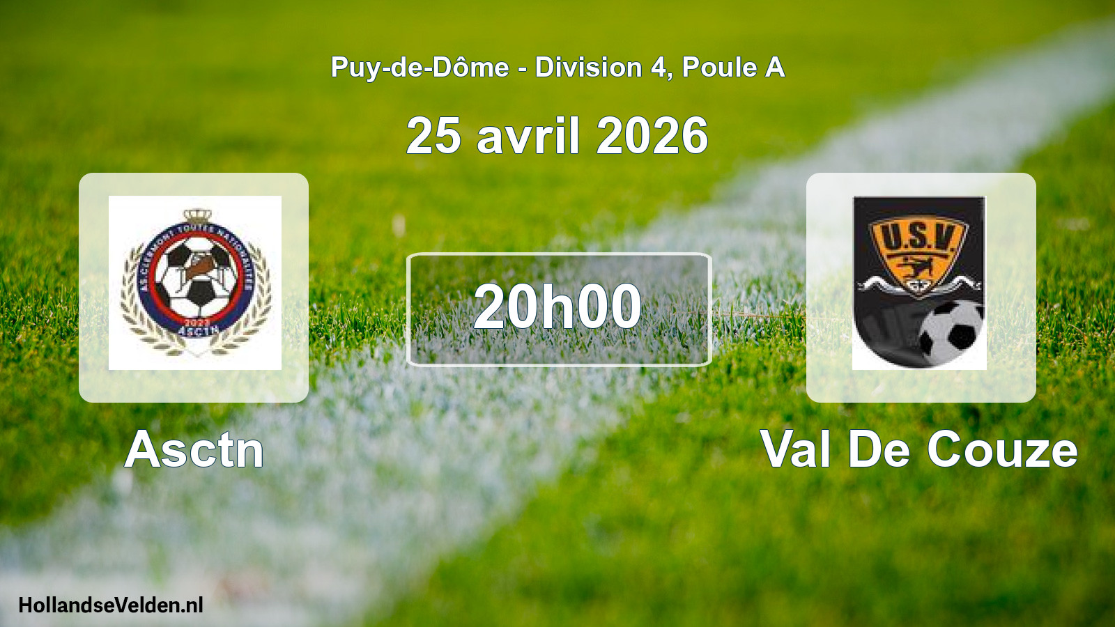 Match programmé: Asctn - Val De Couze (25 avril 2026)