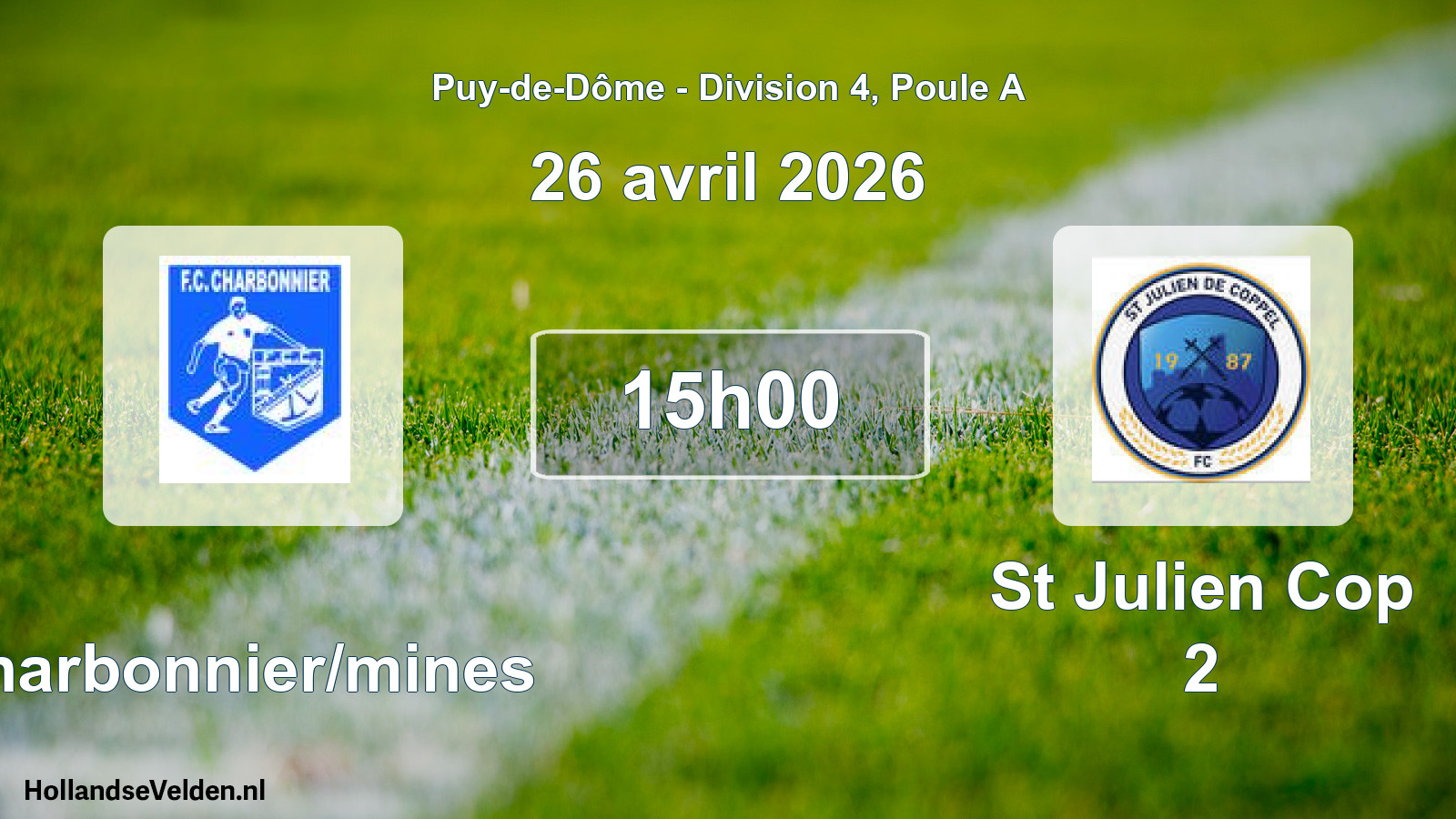 Geplande wedstrijd: Charbonnier/mines - St Julien Cop 2 (26 april 2026)