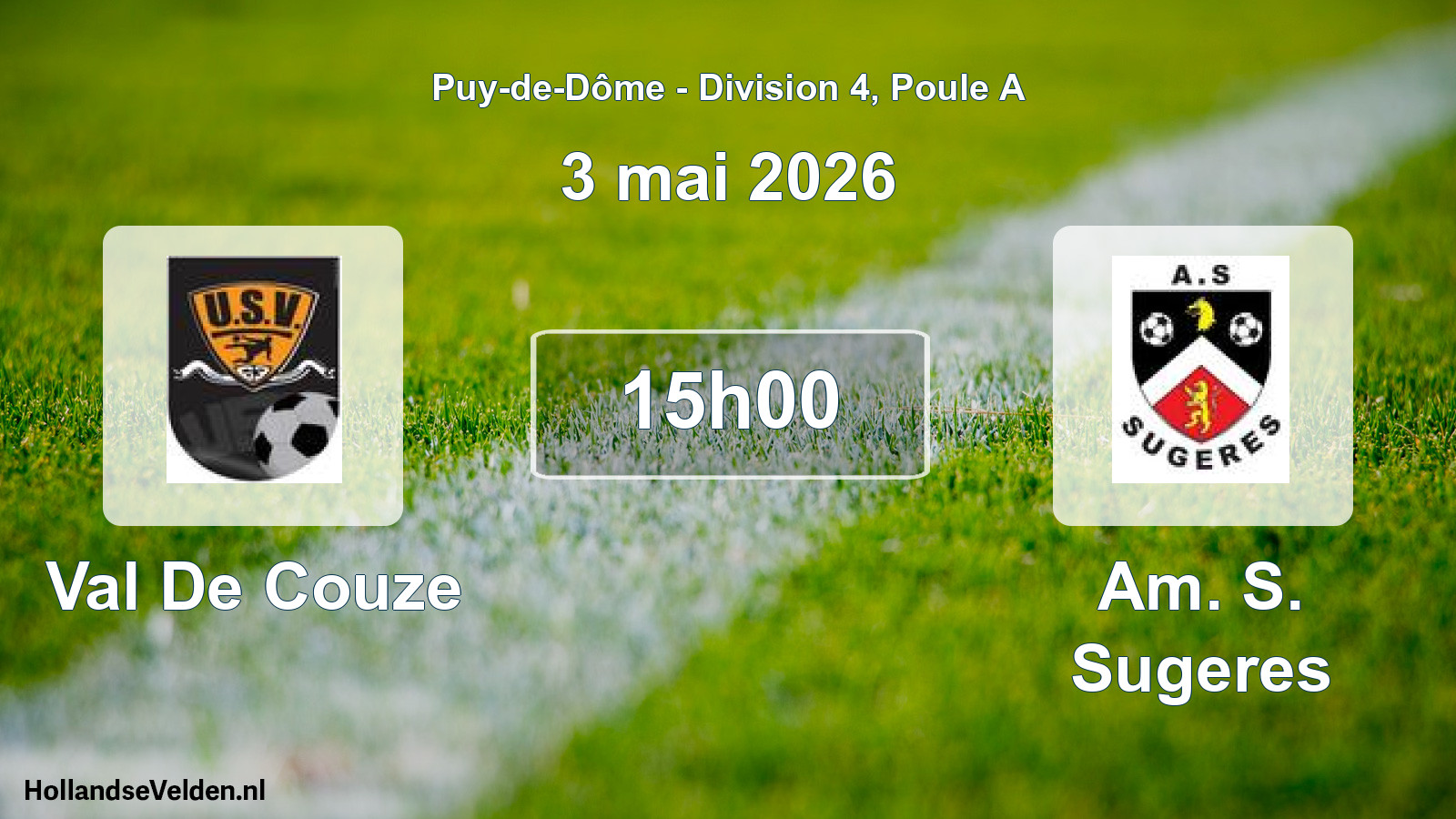 Geplande wedstrijd: Val De Couze - Am. S. Sugeres (3 mei 2026)
