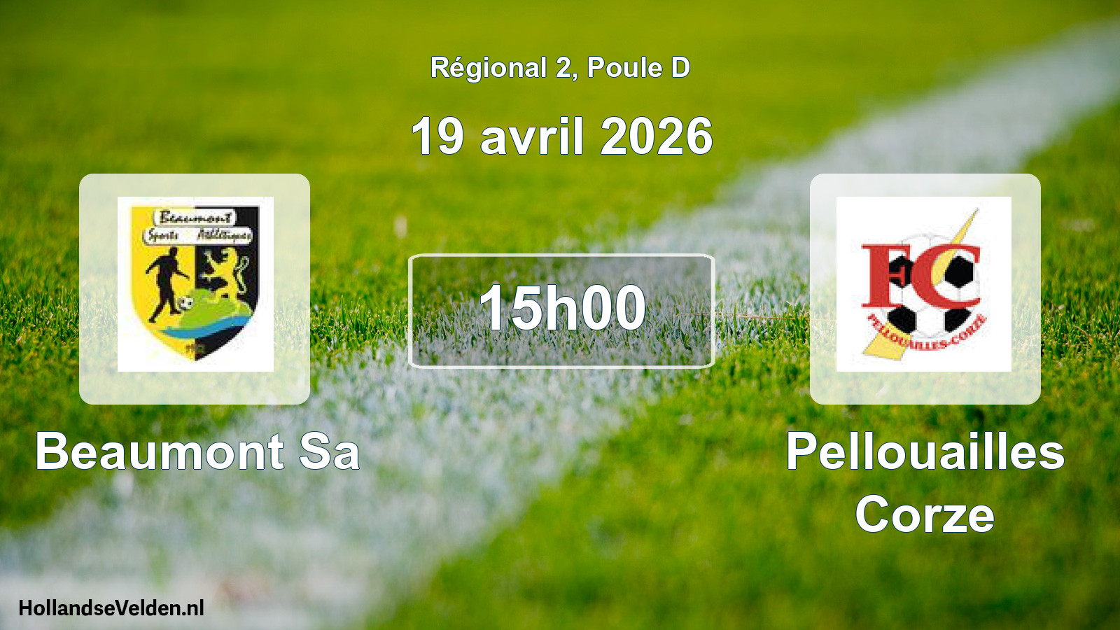 Geplande wedstrijd: Beaumont Sa - Pellouailles Corze (19 april 2026)
