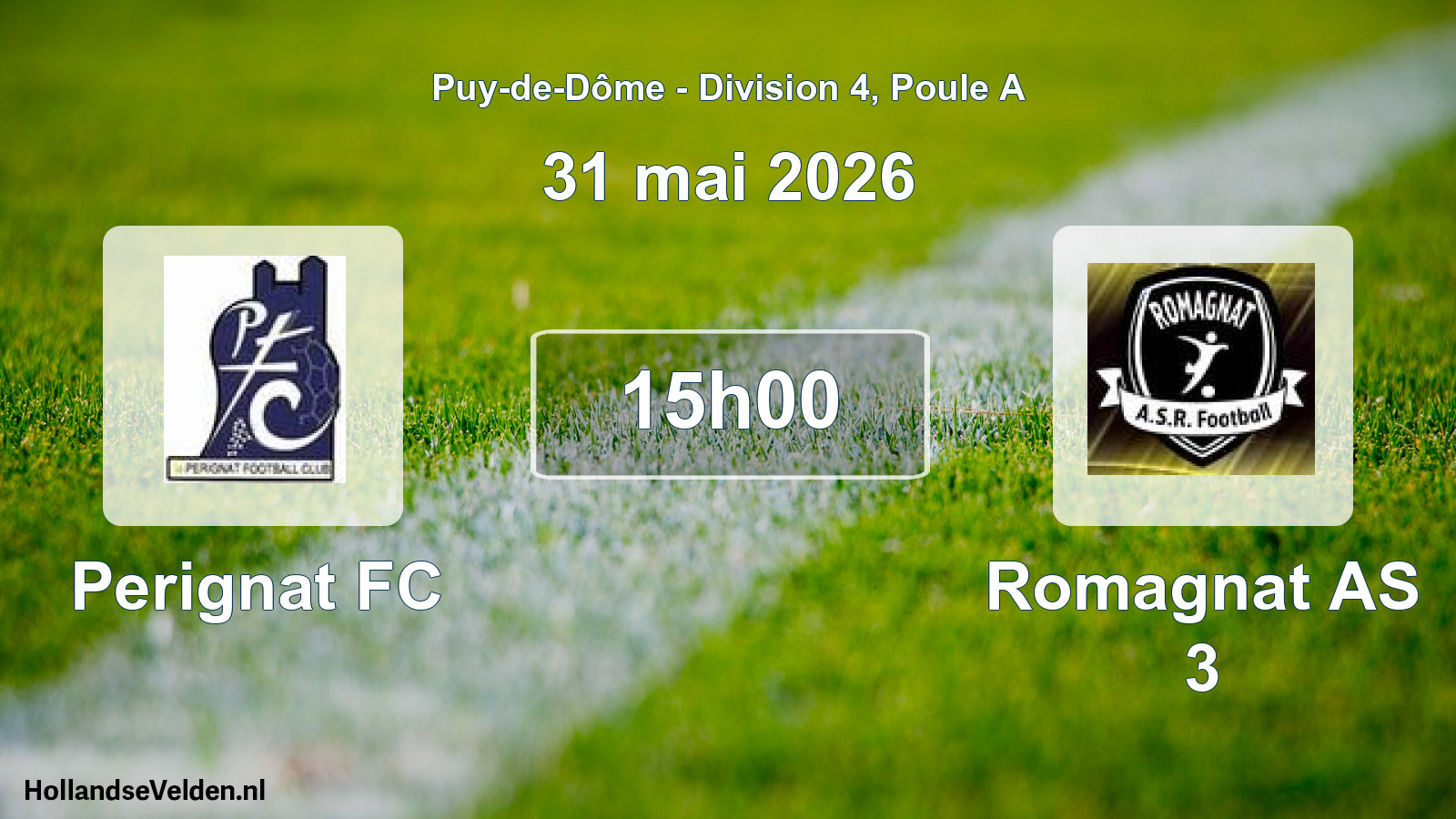 Match programmé: Perignat FC - Romagnat AS 3 (31 mai 2026)