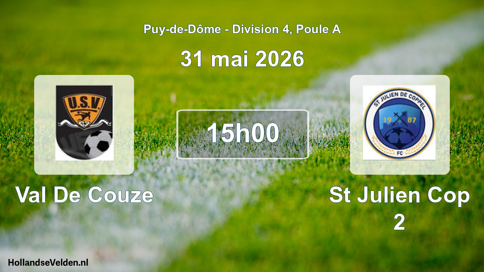 Geplande wedstrijd: Val De Couze - St Julien Cop 2 (31 mei 2026)