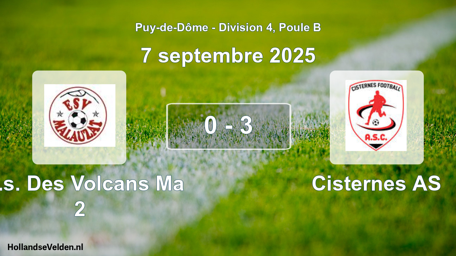 Gespeelde wedstrijd: Et.s. Des Volcans Ma 2 - Cisternes AS 0 - 3 (7 september 2025)