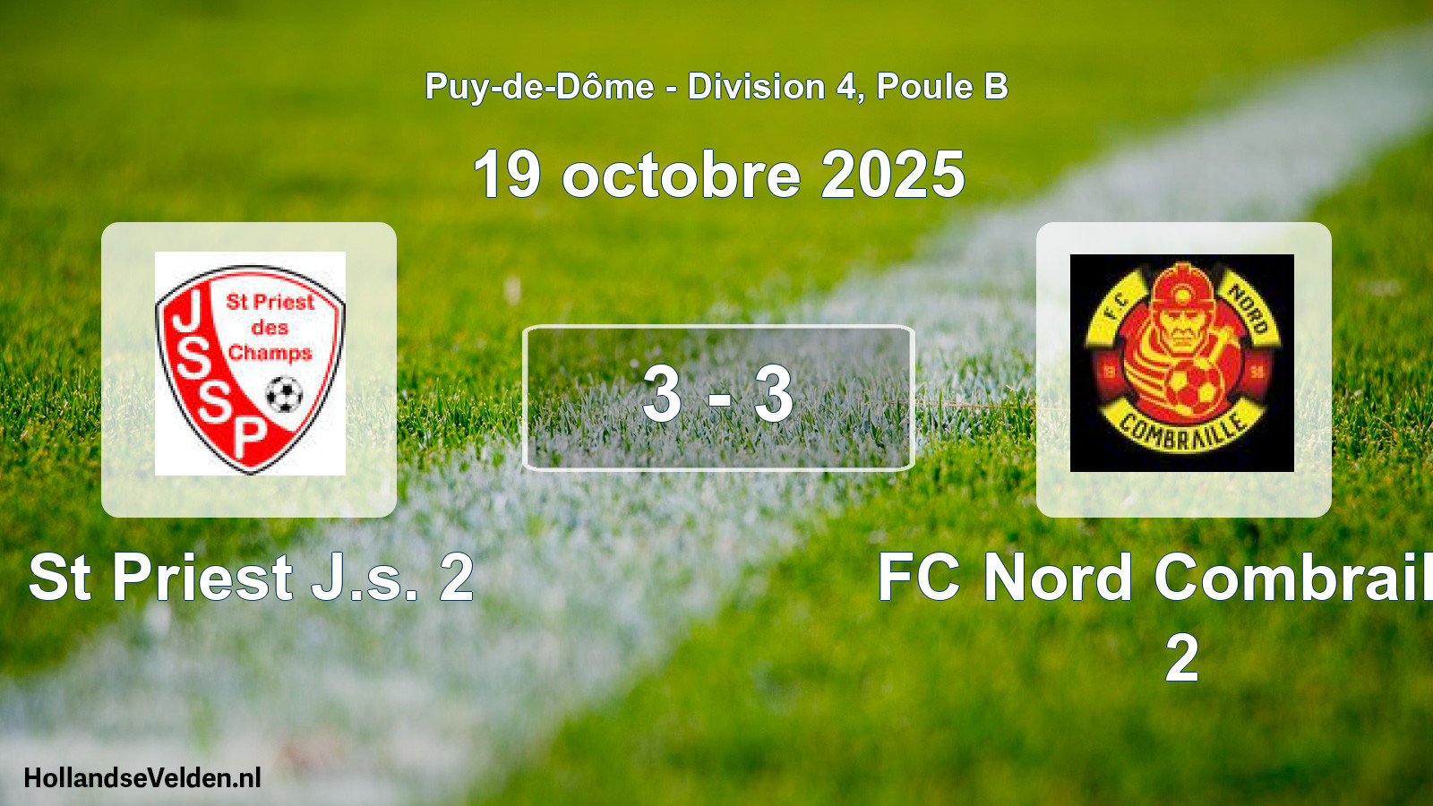Gespeelde wedstrijd: St Priest J.s. 2 - FC Nord Combraille 2 3 - 3 (19 oktober 2025)