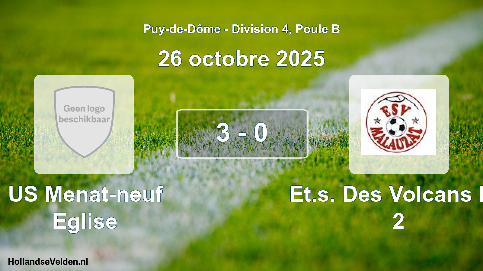 Match joué: US Menat-neuf Eglise - Et.s. Des Volcans Ma 2 3 - 0 (26 octobre 2025)