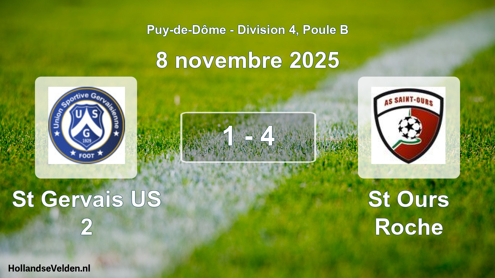 Gespeelde wedstrijd: St Gervais US 2 - St Ours Roche 1 - 4 (8 november 2025)
