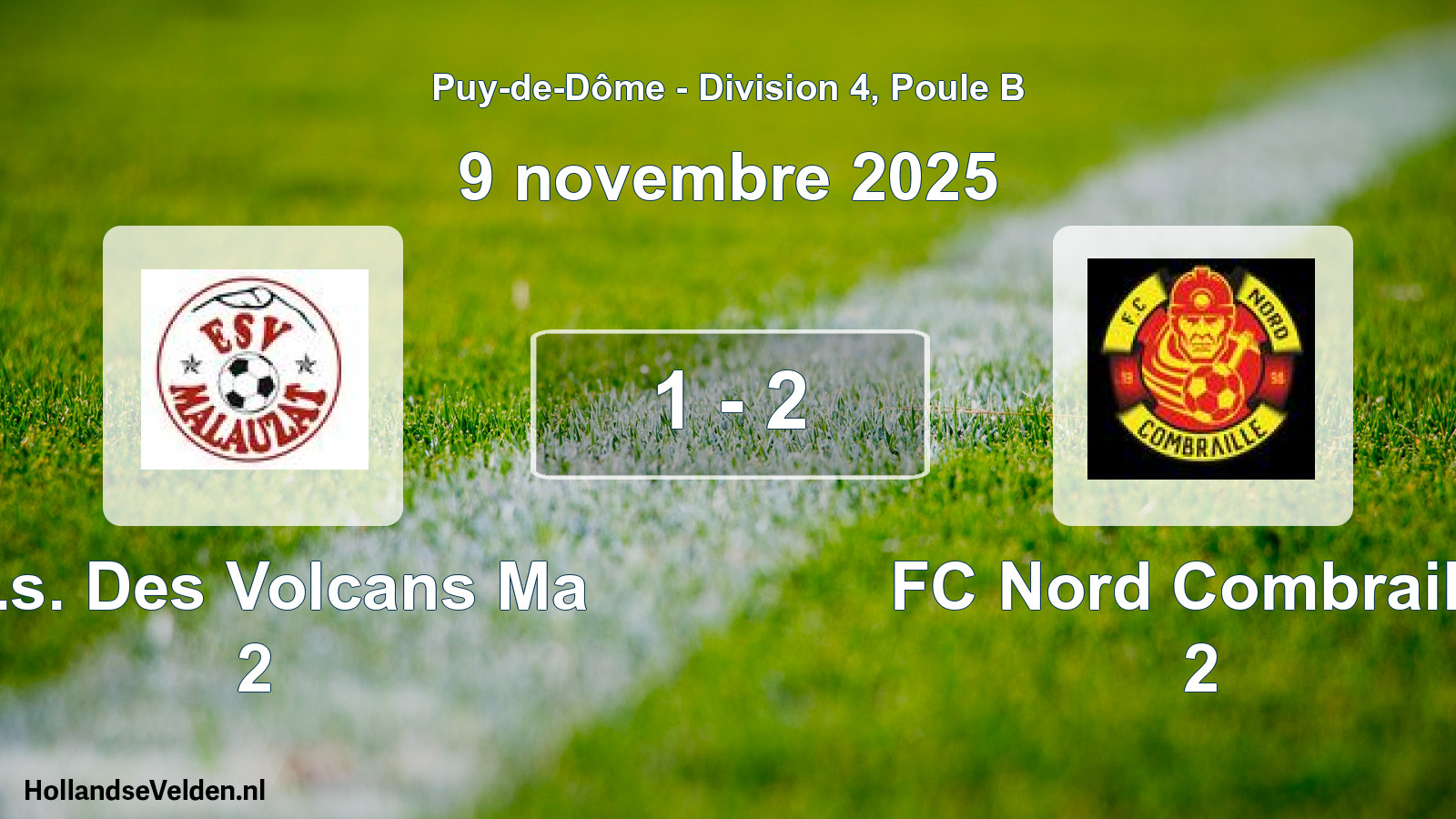 Match joué: Et.s. Des Volcans Ma 2 - FC Nord Combraille 2 1 - 2 (9 novembre 2025)