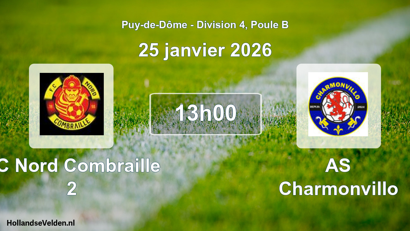 Geplande wedstrijd: FC Nord Combraille 2 - AS Charmonvillo (25 januari 2026)