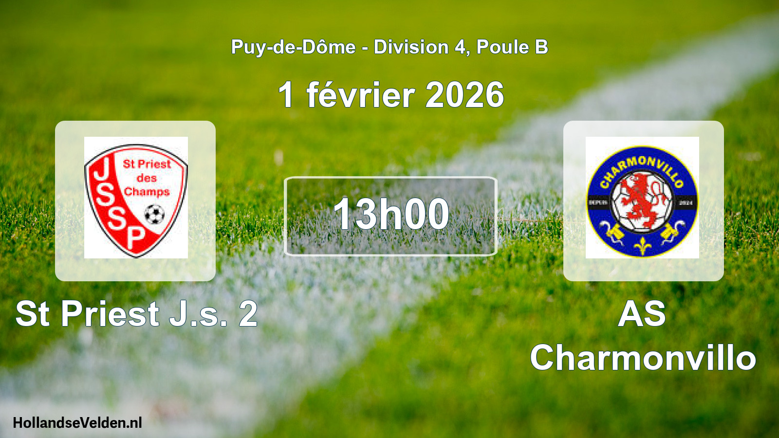 Match programmé: St Priest J.s. 2 - AS Charmonvillo (1 février 2026)