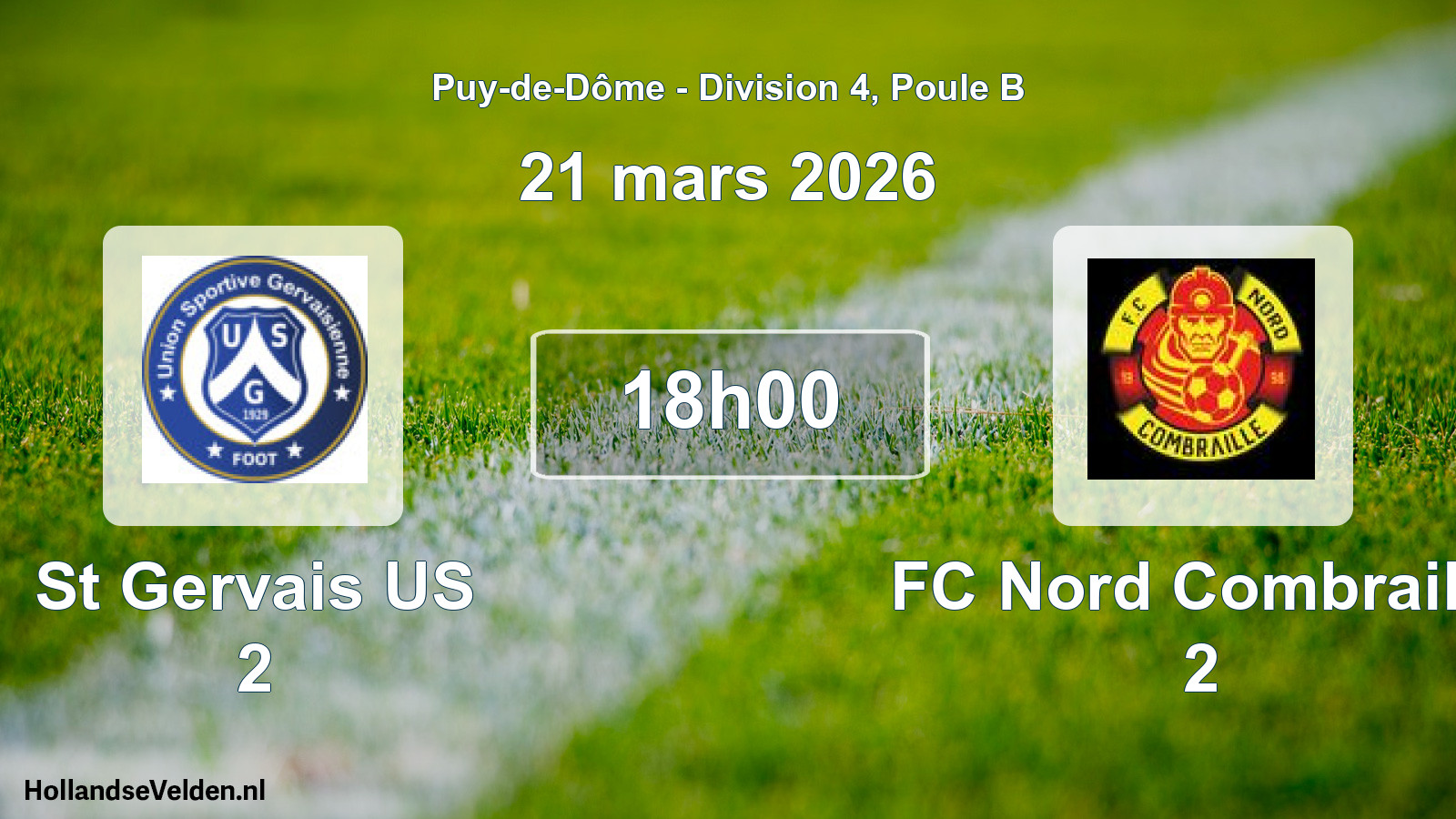Scheduled Match: St Gervais US 2 - FC Nord Combraille 2 (21 March 2026)