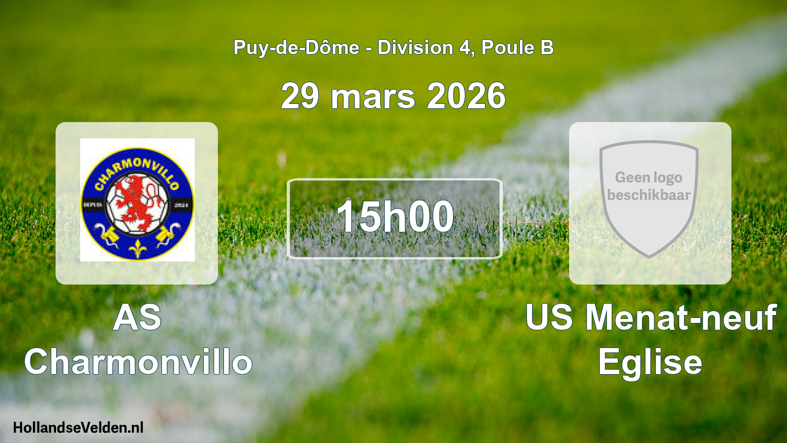 Geplande wedstrijd: AS Charmonvillo - US Menat-neuf Eglise (29 maart 2026)