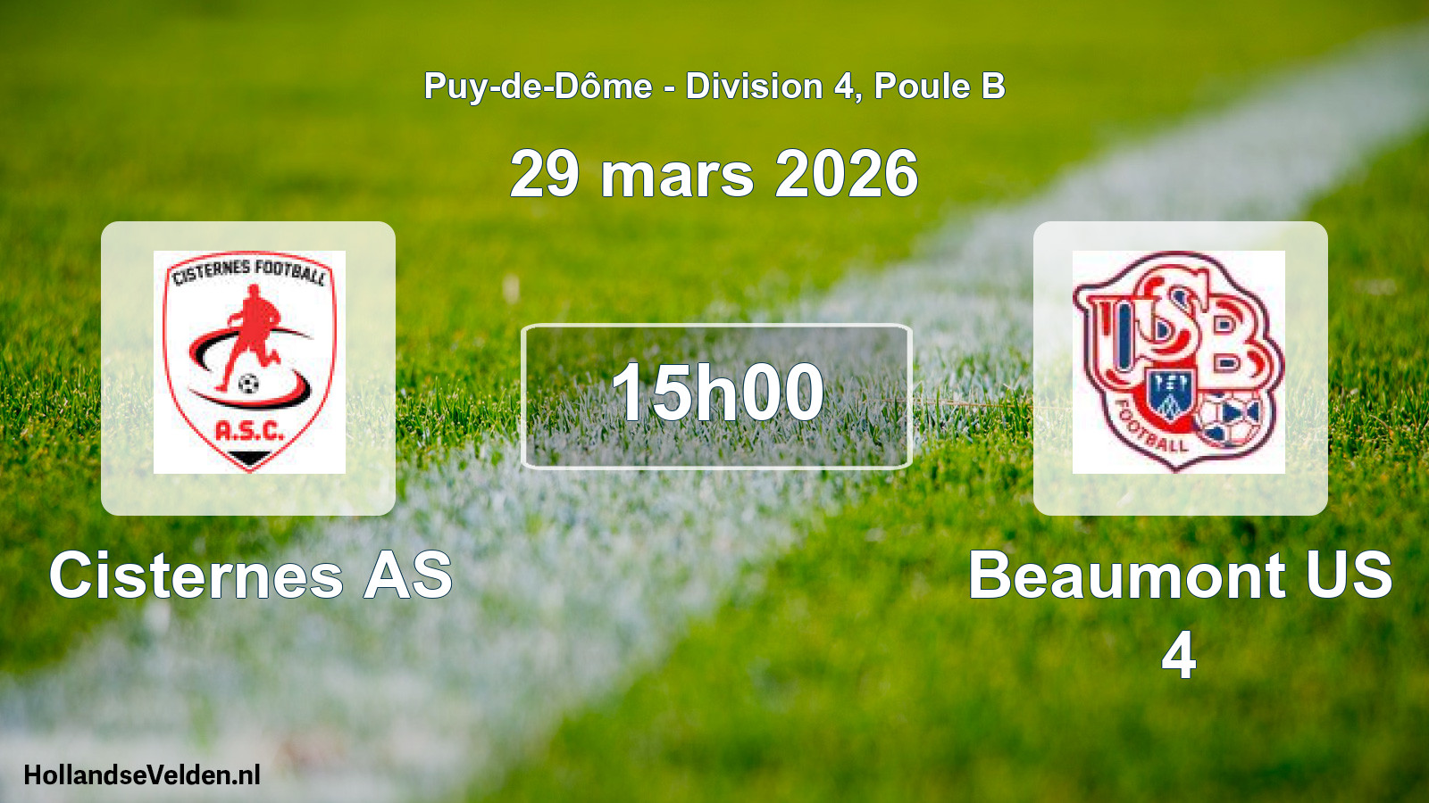 Geplande wedstrijd: Cisternes AS - Beaumont US 4 (29 maart 2026)