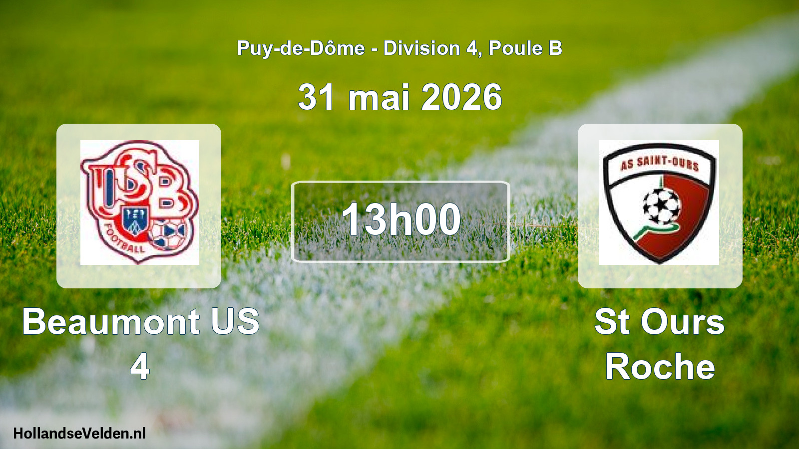Geplande wedstrijd: Beaumont US 4 - St Ours Roche (31 mei 2026)