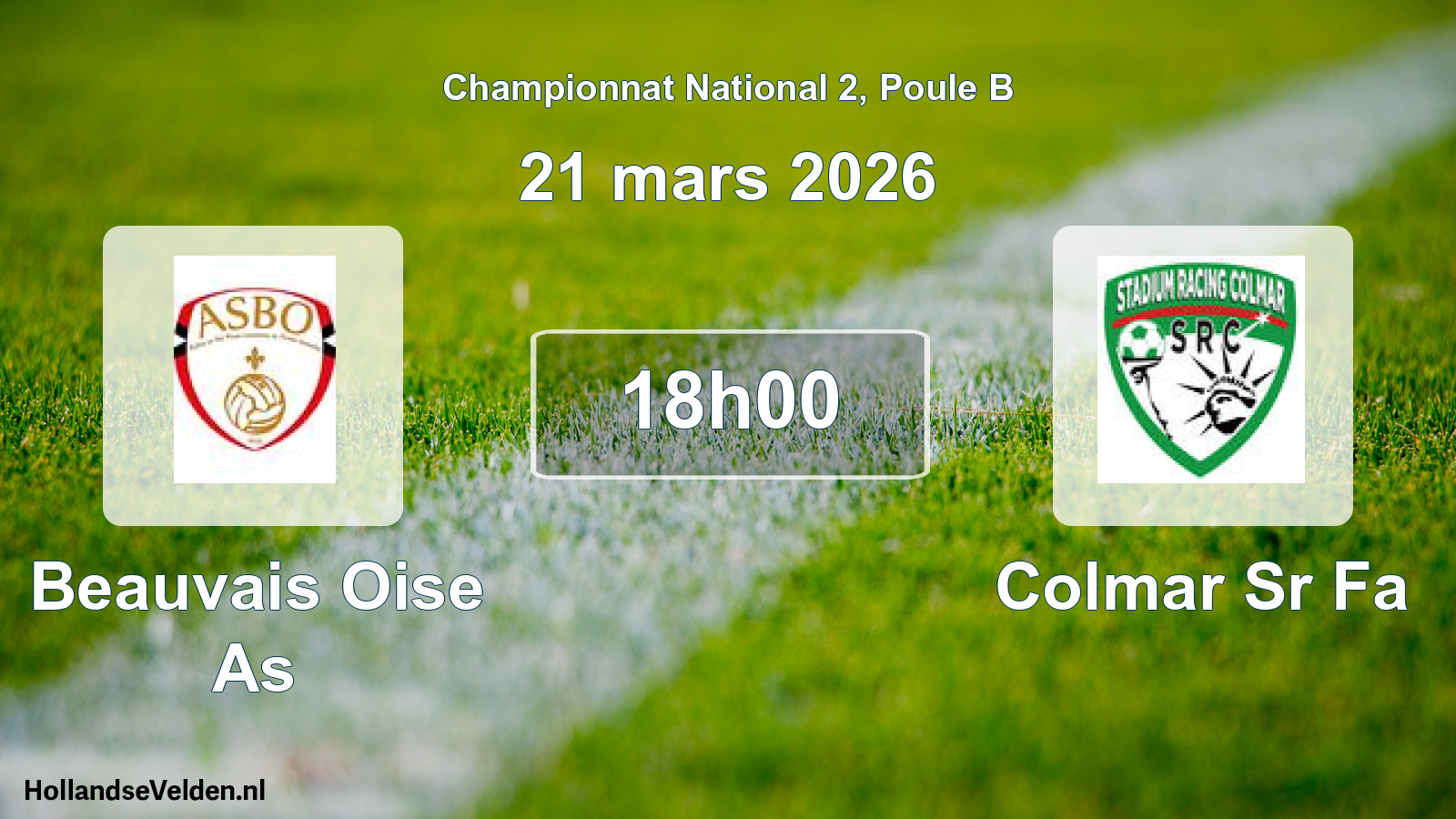 Geplande wedstrijd: Beauvais Oise As - Colmar Sr Fa (21 mars 2026)