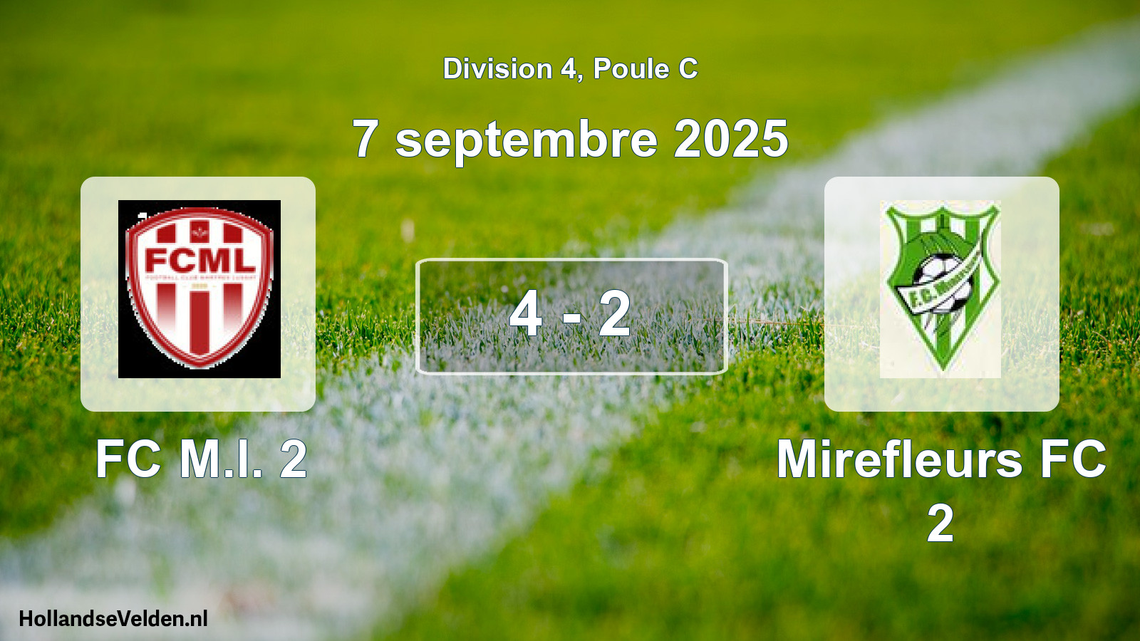Gespeelde wedstrijd: FC M.l. 2 - Mirefleurs FC 2 4 - 2 (7 september 2025)