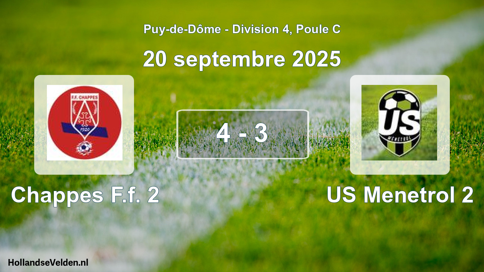 Match joué: Chappes F.f. 2 - US Menetrol 2 4 - 3 (20 septembre 2025)