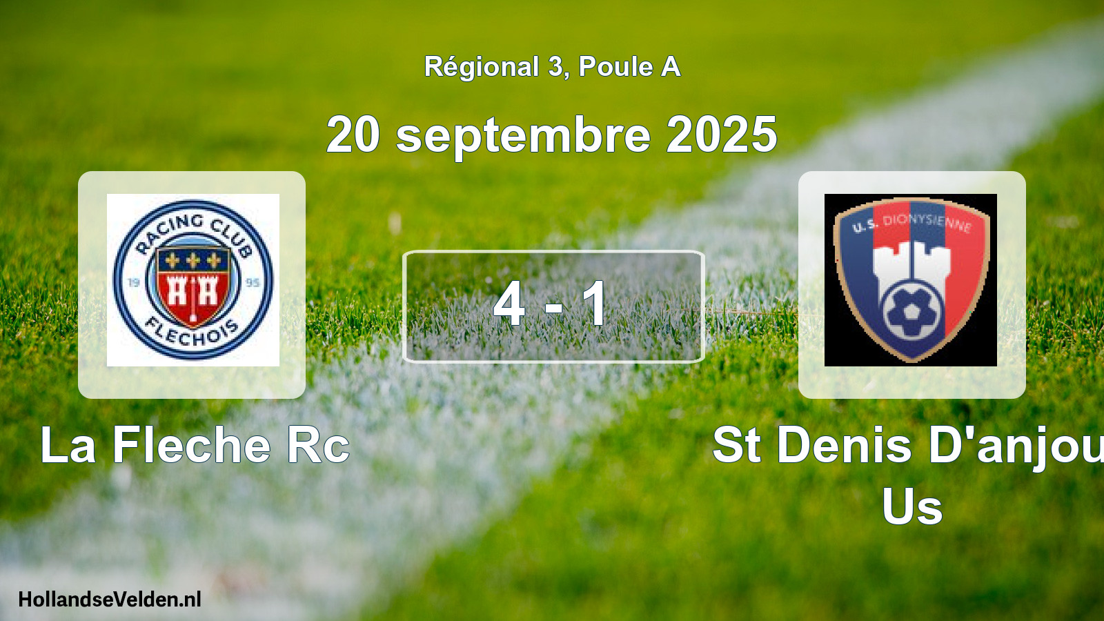 Gespeelde wedstrijd: La Fleche Rc - St Denis D'anjou Us 4 - 1 (20 september 2025)