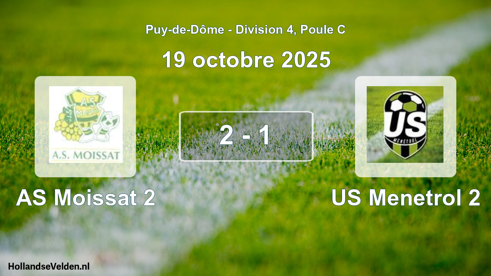 Match joué: AS Moissat 2 - US Menetrol 2 2 - 1 (19 octobre 2025)