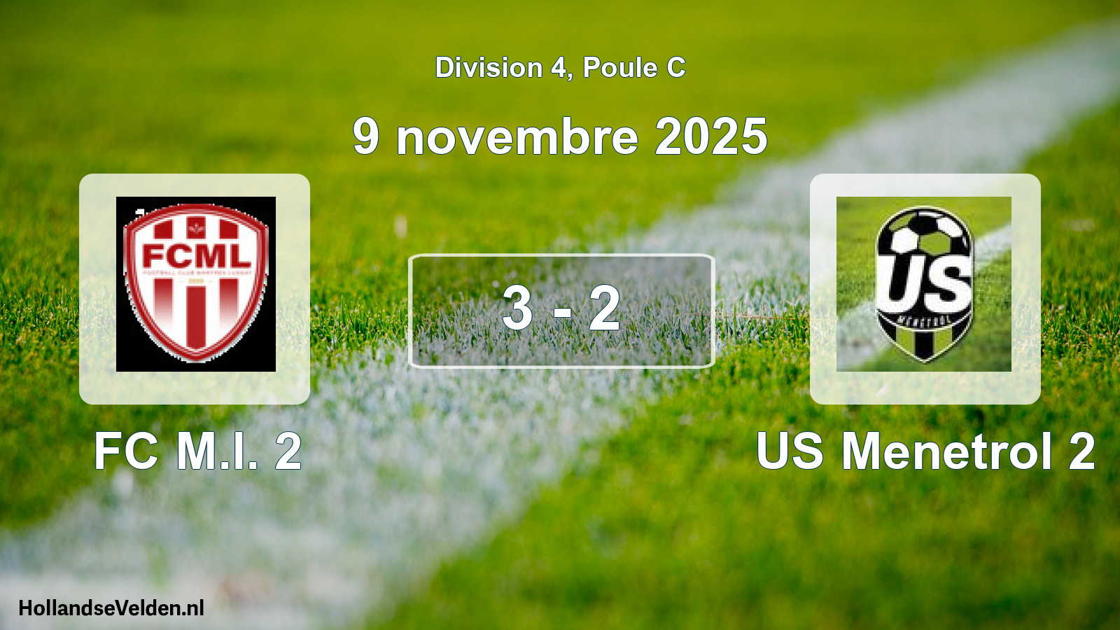Match joué: FC M.l. 2 - US Menetrol 2 3 - 2 (9 novembre 2025)