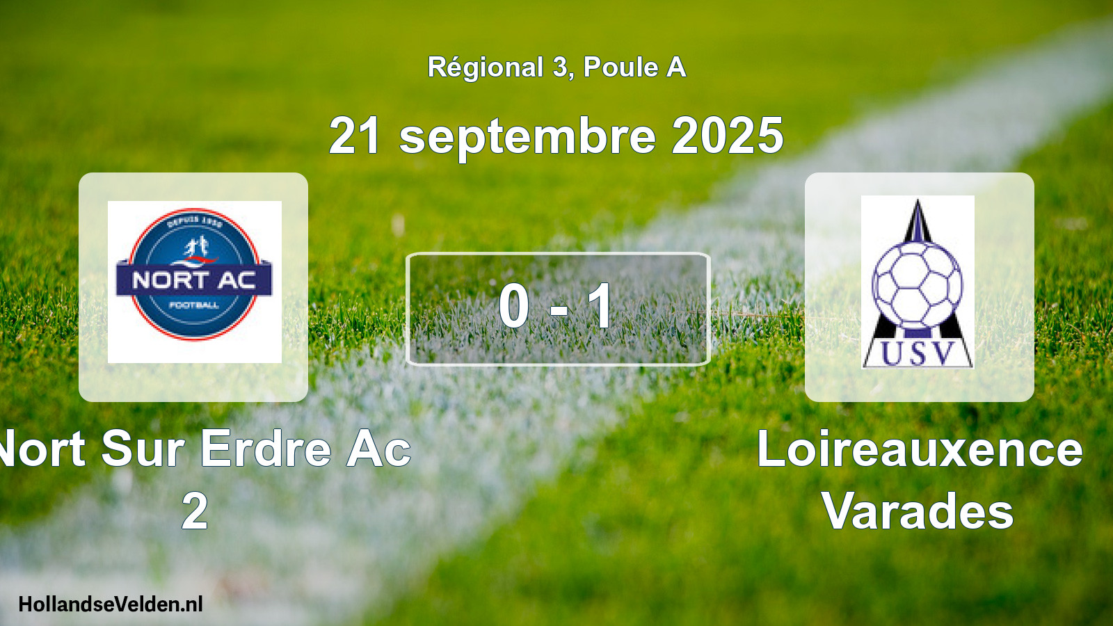 Gespeelde wedstrijd: Nort Sur Erdre Ac 2 - Loireauxence Varades 0 - 1 (21 septembre 2025)