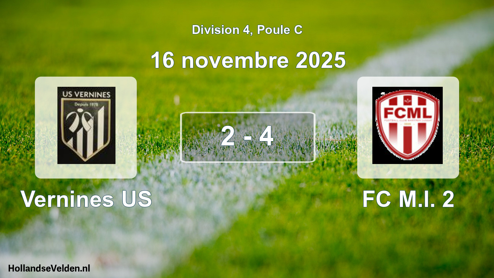 Match joué: Vernines US - FC M.l. 2 2 - 4 (16 novembre 2025)