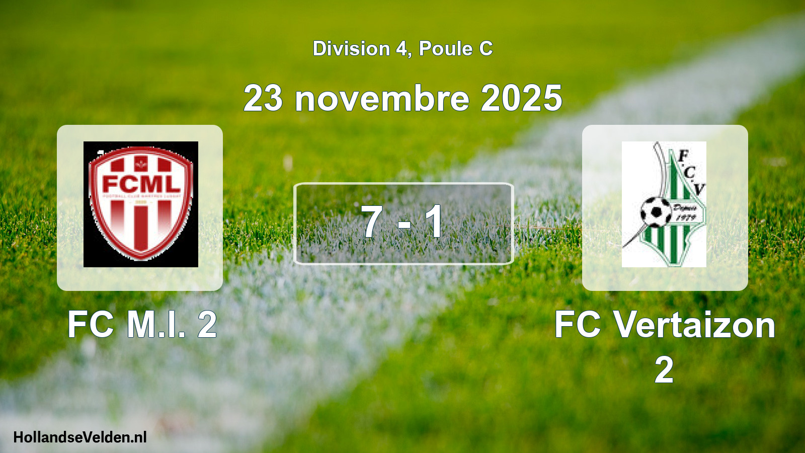 Match joué: FC M.l. 2 - FC Vertaizon 2 7 - 1 (23 novembre 2025)