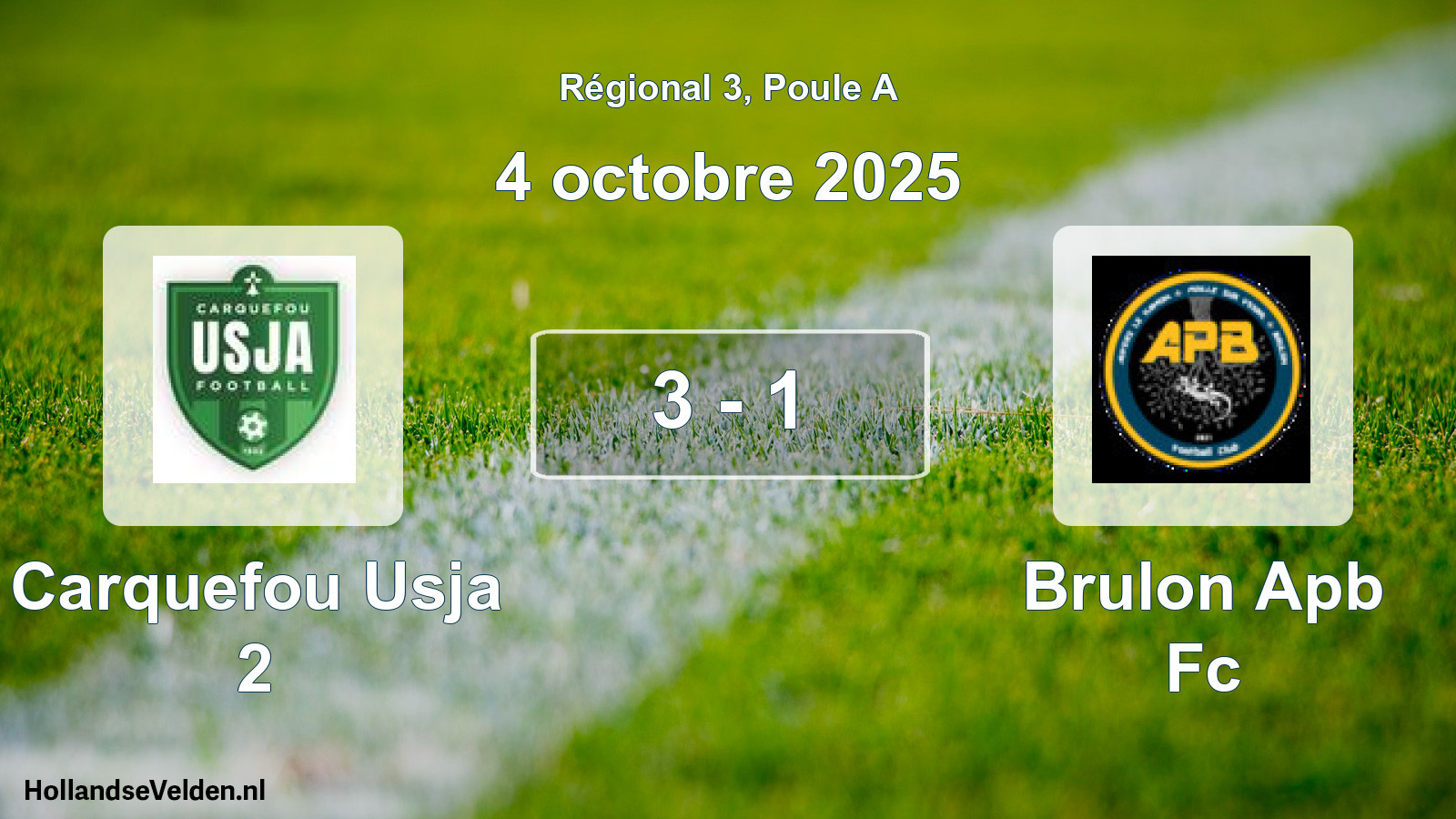 Gespeelde wedstrijd: Carquefou Usja 2 - Brulon Apb Fc 3 - 1 (4 octobre 2025)