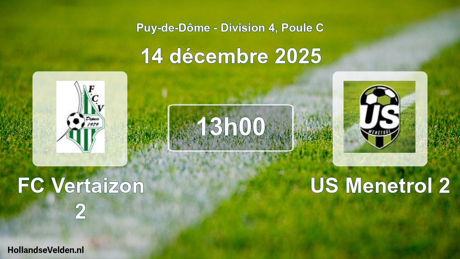 Match programmé: FC Vertaizon 2 - US Menetrol 2 (14 décembre 2025)