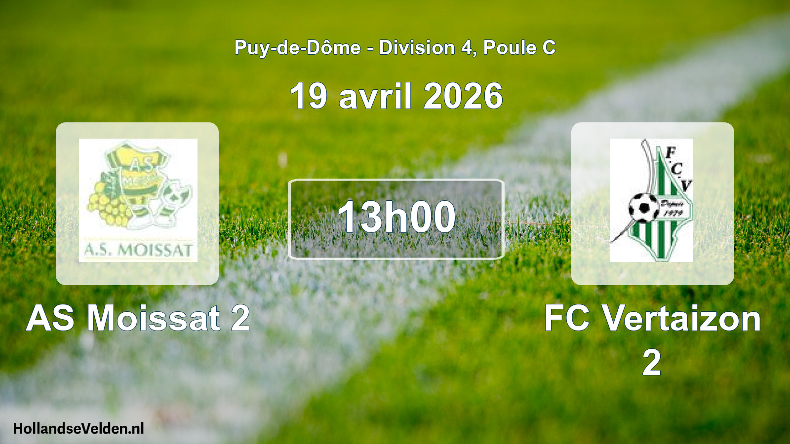 Geplande wedstrijd: AS Moissat 2 - FC Vertaizon 2 (19 april 2026)