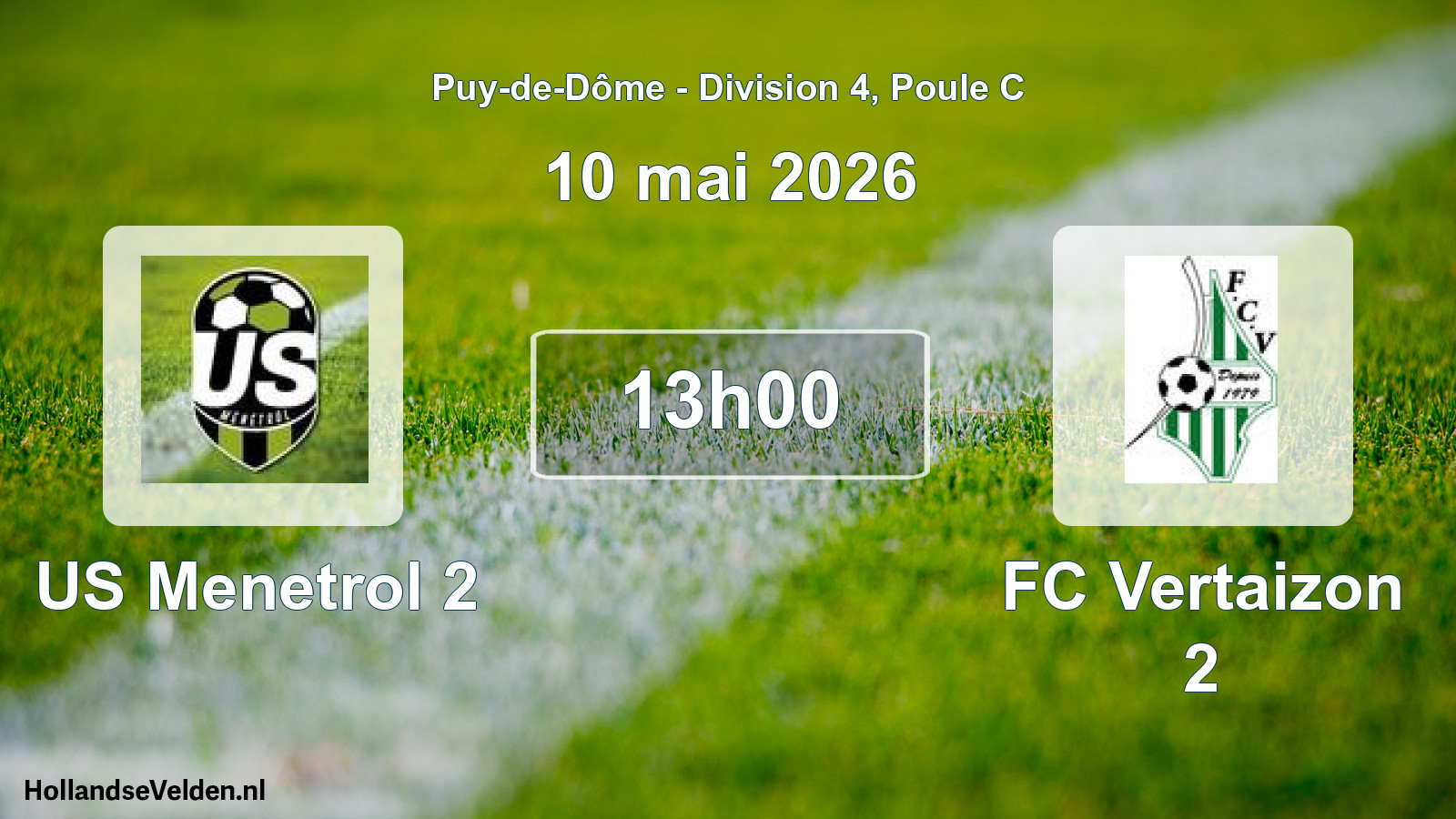 Match programmé: US Menetrol 2 - FC Vertaizon 2 (10 mai 2026)