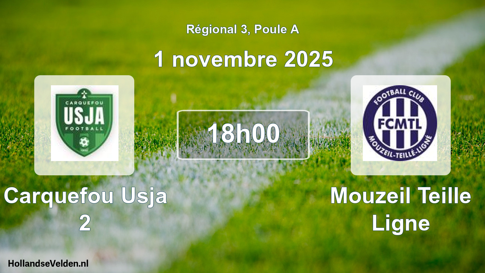 Geplande wedstrijd: Carquefou Usja 2 - Mouzeil Teille Ligne (1 november 2025)